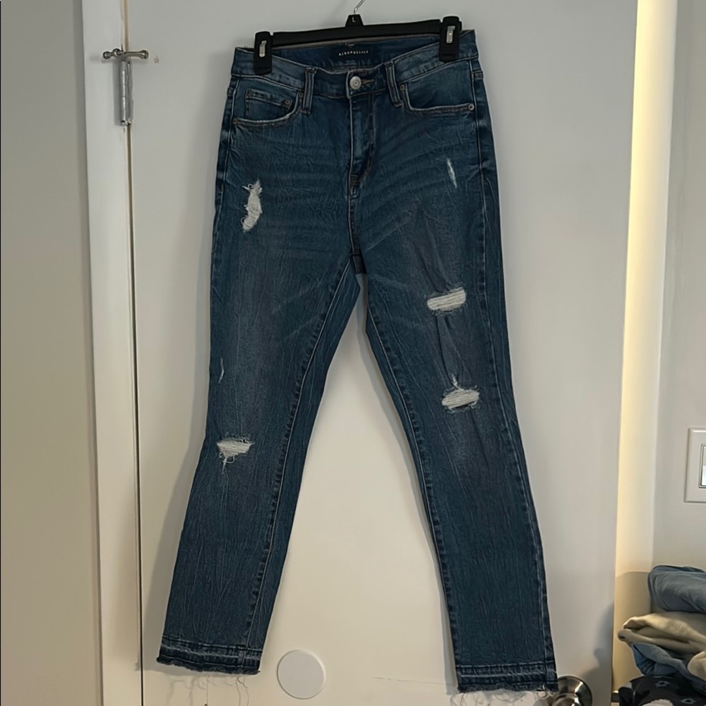 Aeropostale Women's Skinny Jeans - Distressed Blue